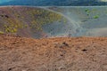 Volcano Etna, Catania, Sicily, Italy Ã¢â¬â 21 August 2014 : Tourists inside the largest of the Silvestri craters on the Etna volcano